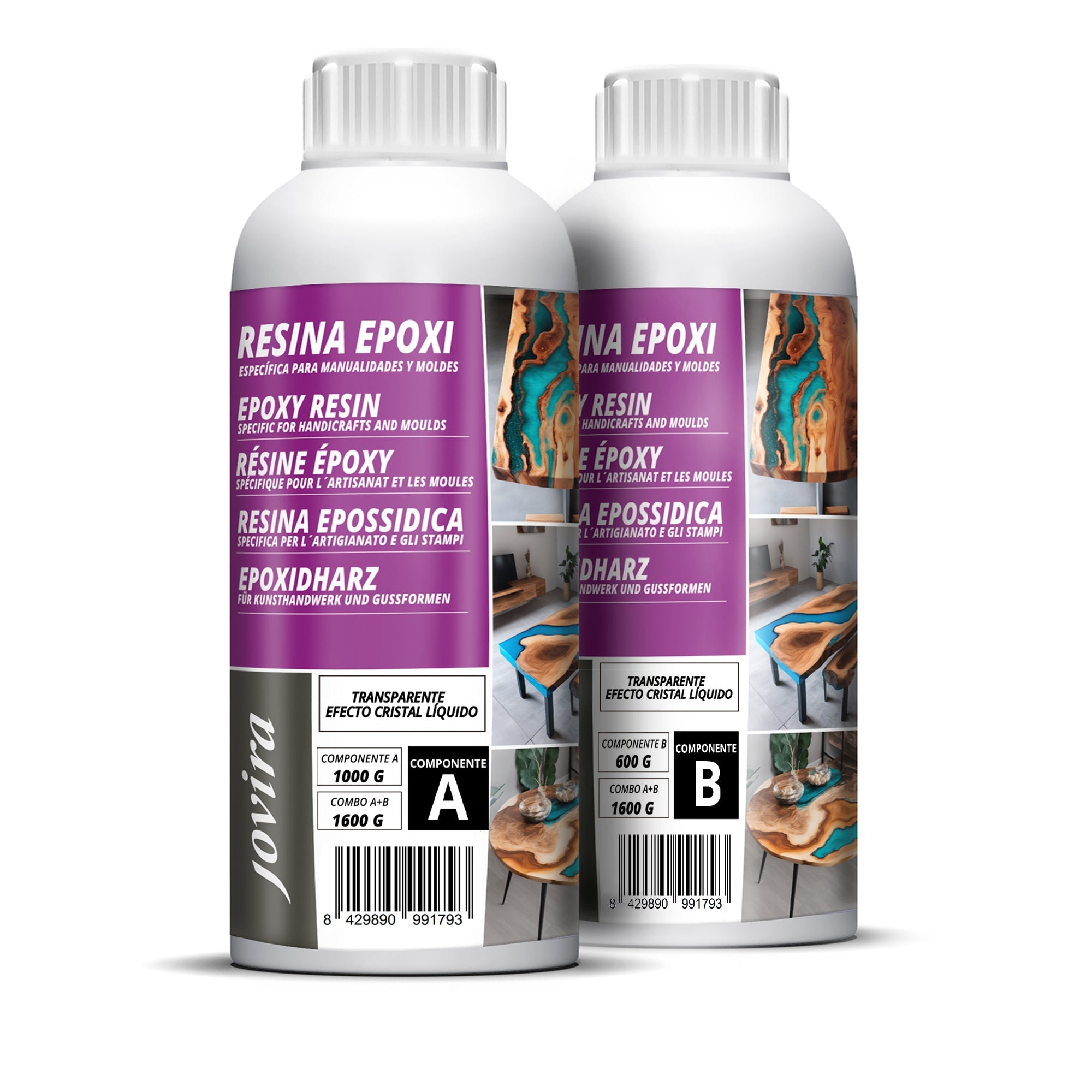 Resina Epoxi Transparente. Para manualidades, obras de arte, madera, mesas creativas madera, joyería artística, artesanía creativa, bricolaje.