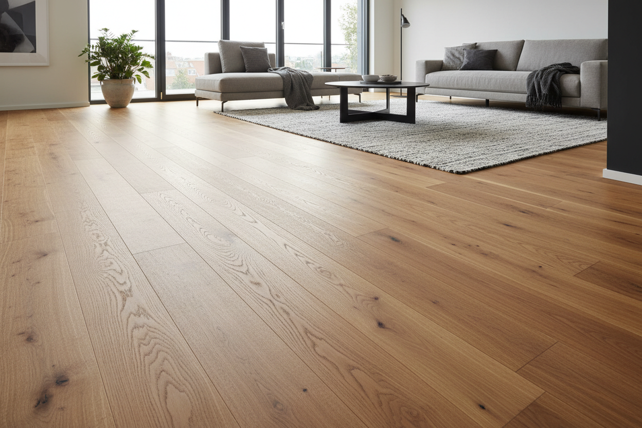 hazme un suelo de madera con acabado cera dura satinado moderno