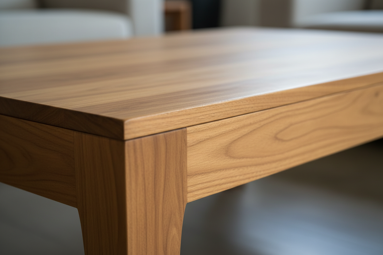 hazme una mesa de centro de madera con acabado aceite teka incoloro