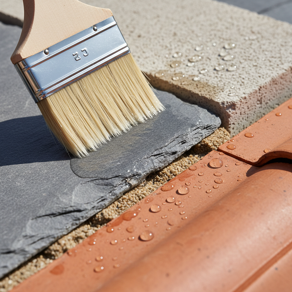 Impermeabilizante hidrofugante para cubiertas. Especial para proteger superficies de piedra natural, cemento, mortero y tejas. sin botes de pintura, aplicacion con brocha