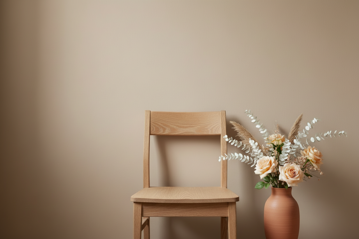 ponle un florero al lado de la silla